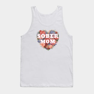 Sober Mom In Floral Heart Tank Top